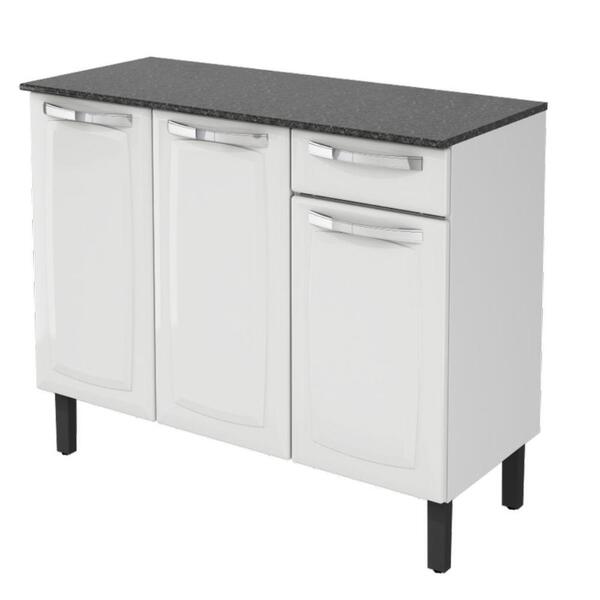 Balcão de Cozinha Itatiaia Aço 3 Portas 1 Gaveta Com Tampo Ro