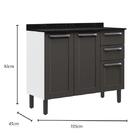 Balcão De Cozinha Itatiaia Aço 3 Portas 2 Gavetas Com Tampo F