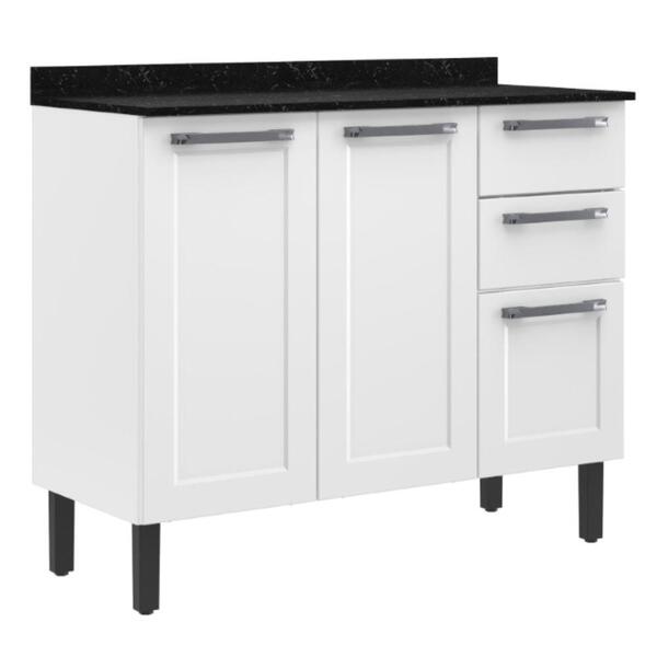 Balcão De Cozinha Itatiaia Aço 3 Portas 2 Gavetas Com Tampo F