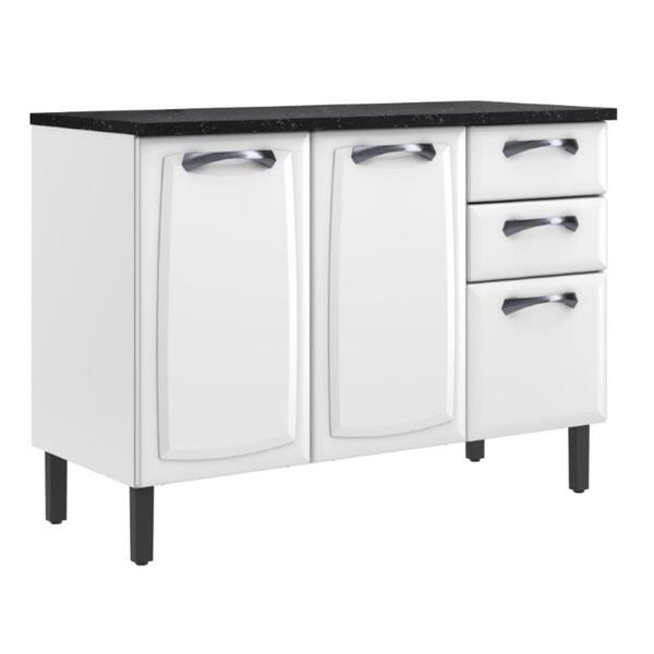 Balcão De Cozinha Itatiaia Aço 3 Portas 2 Gavetas Com Tampo N