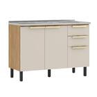 Balcão De Cozinha Itatiaia Porto Triplo Com Pia Inox 1,20m Fr