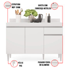 Balcão De Cozinha Lavanderia Com Tampo 01 Gaveta Vick 120 Cm