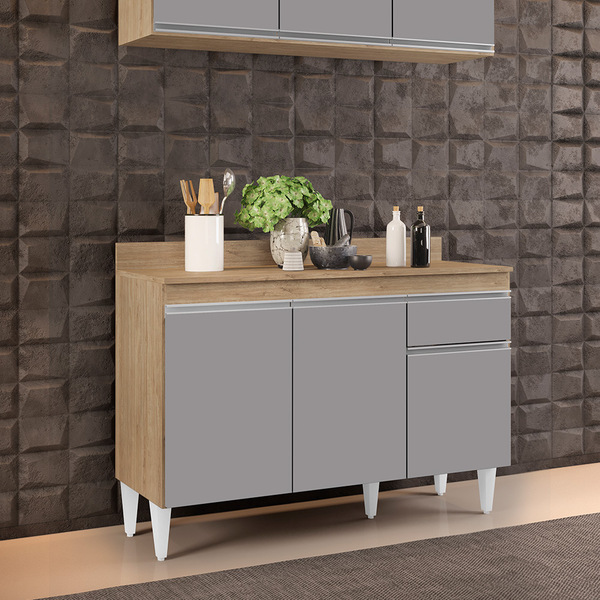 Balcão De Cozinha Lavanderia Com Tampo 01 Gaveta Vick 120 Cm