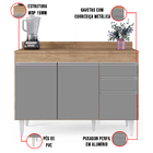 Balcão De Cozinha Lavanderia Com Tampo 02 Gavetas Beth 120 Cm