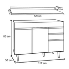 Balcão De Cozinha Lavanderia Com Tampo 02 Gavetas Beth 120 Cm
