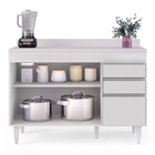 Balcão De Cozinha Lavanderia Com Tampo 02 Gavetas Beth 120 Cm