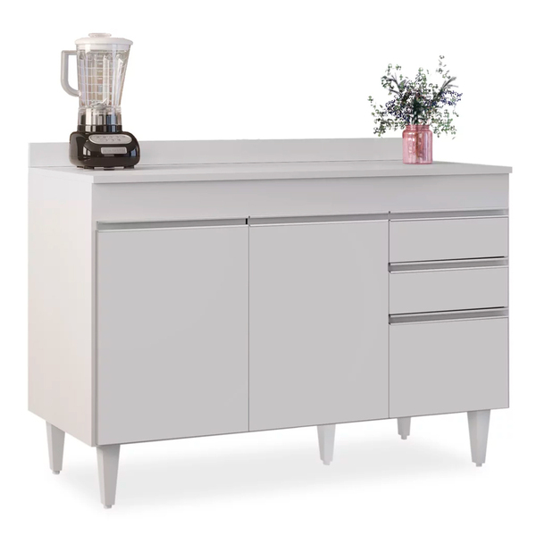 Balcão De Cozinha Lavanderia Com Tampo 02 Gavetas Beth 120 Cm