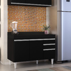 Balcão De Cozinha Lavanderia Com Tampo 02 Gavetas Beth Preto