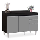 Balcão De Cozinha Lavanderia Com Tampo 02 Gavetas Beth Preto