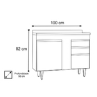 Balcão De Cozinha Lavanderia Com Tampo 02 Gavetas Bia 100 Cm