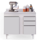 Balcão De Cozinha Lavanderia Com Tampo 02 Gavetas Bia 100 Cm