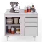 Balcão De Cozinha Lavanderia Com Tampo 02 Gavetas Bia Branco