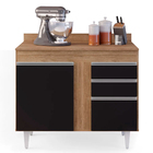 Balcão De Cozinha Lavanderia Com Tampo 02 Gavetas Bia Castanh