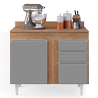 Balcão De Cozinha Lavanderia Com Tampo 02 Gavetas Bia Castanh