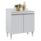 Balcão De Cozinha Lavanderia Com Tampo 02 Portas Sara 80 Cm L