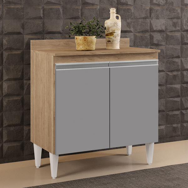 Balcão De Cozinha Lavanderia Com Tampo 02 Portas Sara 80 Cm L