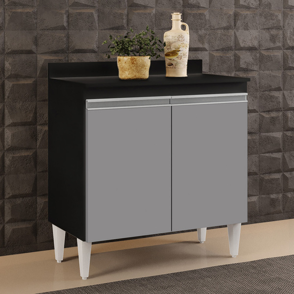 Balcão De Cozinha Lavanderia Com Tampo 02 Portas Sara 80 Cm L