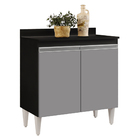 Balcão De Cozinha Lavanderia Com Tampo 02 Portas Sara 80 Cm L