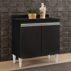 Balcão De Cozinha Lavanderia Com Tampo 02 Portas Sara Preto 8