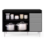 Balcão De Cozinha Lavanderia Sem Tampo 02 Gavetas Beth 120 Cm
