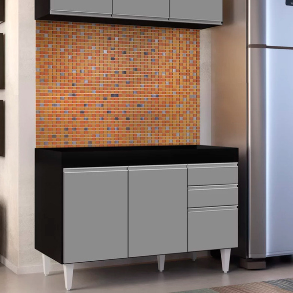 Balcão De Cozinha Lavanderia Sem Tampo 02 Gavetas Beth 120 Cm