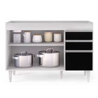 Balcão De Cozinha Lavanderia Sem Tampo 02 Gavetas Beth 120 Cm