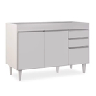 Balcão De Cozinha Lavanderia Sem Tampo 02 Gavetas Beth 120 Cm