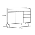 Balcão De Cozinha Lavanderia Sem Tampo 02 Gavetas Beth 120 Cm