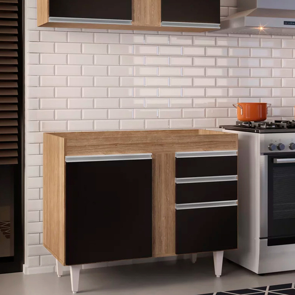 Balcão De Cozinha Lavanderia Sem Tampo 02 Gavetas Bia 100 Cm