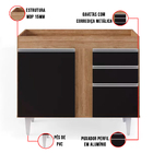 Balcão De Cozinha Lavanderia Sem Tampo 02 Gavetas Bia 100 Cm