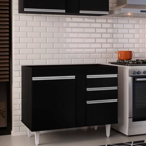 Balcão De Cozinha Lavanderia Sem Tampo 02 Gavetas Bia 100 Cm