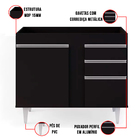 Balcão De Cozinha Lavanderia Sem Tampo 02 Gavetas Bia 100 Cm