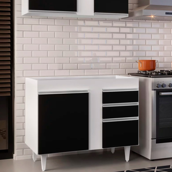 Balcão De Cozinha Lavanderia Sem Tampo 02 Gavetas Bia Branco