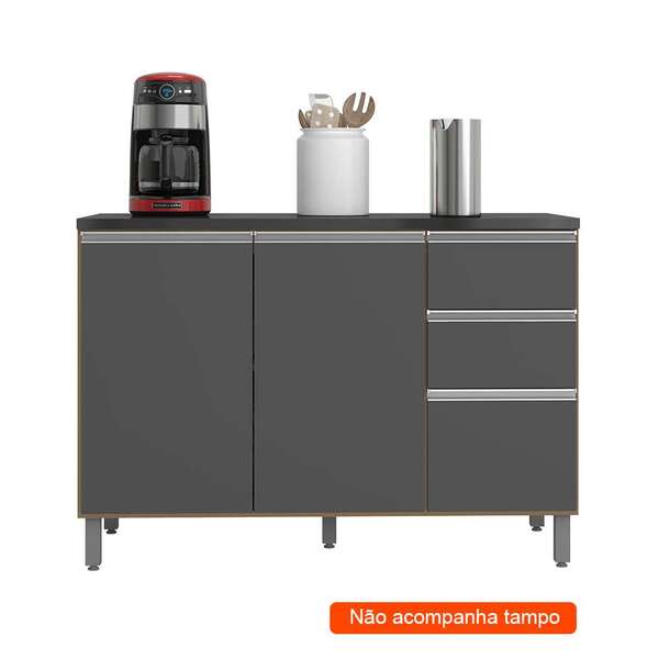 Balcão De Cozinha Lyon 2 Pt 3 Gv Carvalho E Grafite