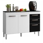 Balcão De Cozinha Maitê 3 Portas 2 Gavetas Branco/preto - Poq