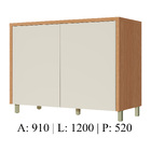 Balcão de Cozinha 100% MDF Carvalho e Greige com 2 Portas 91x120x52cm Condessa Nesher