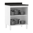 Balcão de Cozinha MDP Branco e Preto com 2 Portas 70x85x53cm Dora Luciane