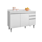 Balcão De Cozinha Melissa C/ Tampo 120cm Branco - Vallisa Dec