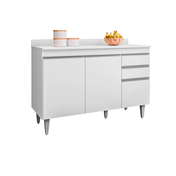 Balcão De Cozinha Melissa S/ Tampo 120cm Branco - Vallisa Dec
