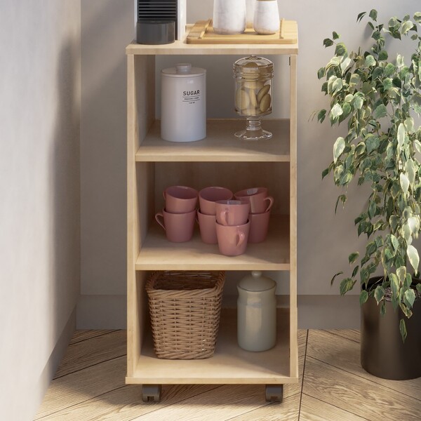 Balcão De Cozinha Moma 3 Nichos Com Rodizio Amadeirado - Falkk