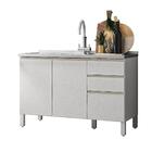 Balcão De Cozinha Moob Sem Tampo Para Pia 3 Portas Branco 120