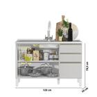 Balcão De Cozinha Moob Sem Tampo Para Pia 3 Portas Branco 120