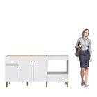 Balcão De Cozinha Multiuso 180cm Bm06  Branco Branco