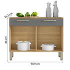 Balcão De Cozinha Nala 2 Portas 2 Gavetas Freijó / Grafite