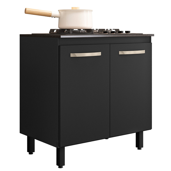 Balcao De Cozinha Para Cooktop 80 Cm Chef Preto Nc1 - Ehd