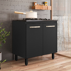 Balcao De Cozinha Para Cooktop 80 Cm Chef Preto Nc1 - Ehd