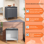 Balcão De Cozinha Para Cooktop Com Tampo Preto Madrid Cinza -