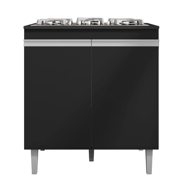 Balcão De Cozinha Para Cooktop Com Tampo Preto Madrid Preto -
