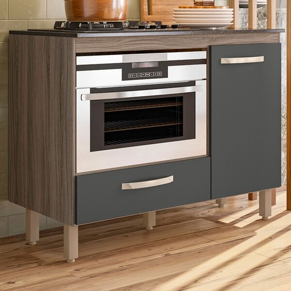Balcão De Cozinha Para Cooktop Fit 1 Porta 1 Gaveta Carvalho