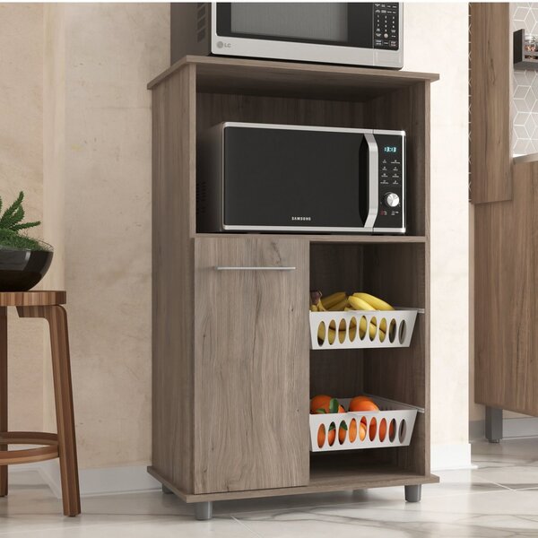 Balcao De Cozinha Para Forno E Fruteira Com 2 Cestos  Carvalho